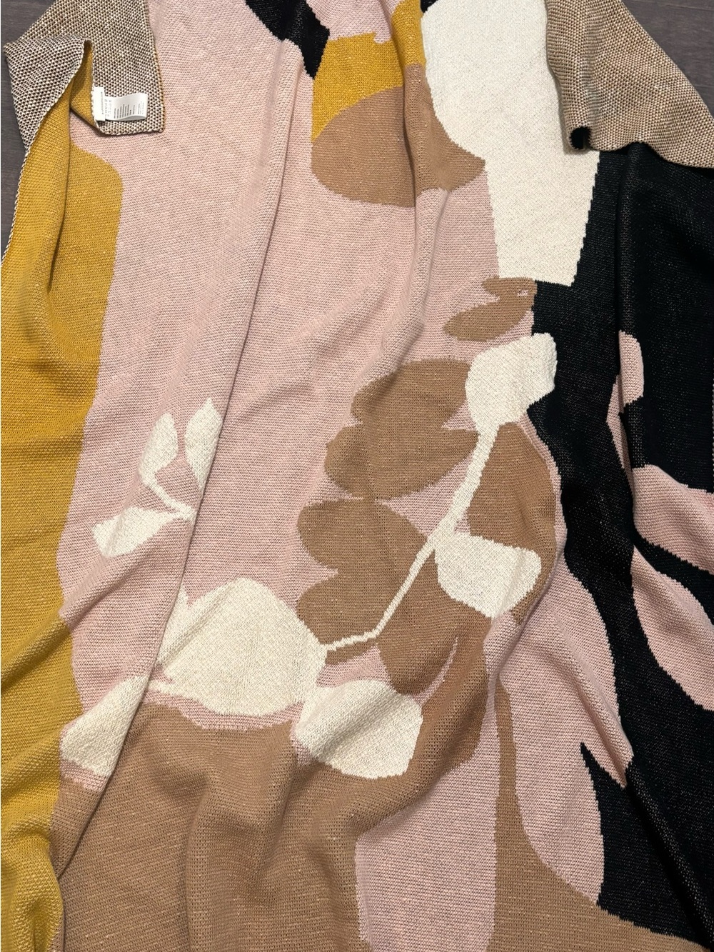 Anthropologie Floral Pattern/Mix Throw Blanket Pink/Mustard/Black/Tan Neutral